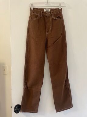 Reformation Cowboy High Rise Straight Leg Jean in Chocolate